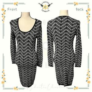 Gianni Bini Girls Black White Chevron Knit Sweater Dress Size XL
